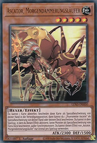 TCG LDS3-DE050 - Ascator, Morgendämmerungsläufer - Ultra Rare - Deutsch - 1. Auflage - im Set mit Ultrapro Toploader - Yugioh von TCG