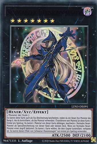 TCG LDS3-DE091 - Schwarzer Illusionsmagier - Ultra Rare - Deutsch - 1. Auflage - im Set mit Ultrapro Toploader - Yugioh von TCG