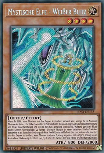 TCG LDS3-DE135 - Mystische Elfe - Weißer Blitz - Secret Rare - Deutsch - 1. Auflage - im Set mit Ultrapro Toploader - Yugioh von TCG