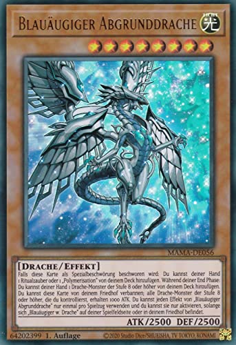 TCG MAMA-DE056 - Blauäugiger Abgrunddrache - Ultra Rare - Deutsch - 1. Auflage - im Set mit Ultrapro Toploader - Yugioh von TCG