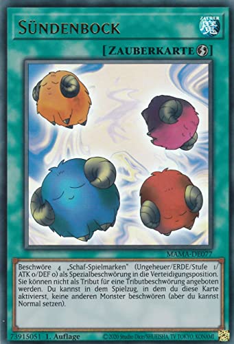 TCG - MAMA-DE077 - Sündenbock - Ultra Rare - Deutsch - 1. Auflage - im Set mit Ultrapro Toploader - Yugioh - Sammlerkartei - Trading Card - Kartenspiel - Anime & Manga - 1 Stück von TCG