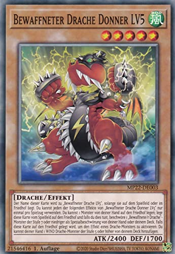 MP22-DE003 - Bewaffneter Drache Donner LV5 - Common - Deutsch - 1. Auflage - im Set mit Ultrapro Toploader - Yugioh von TCG