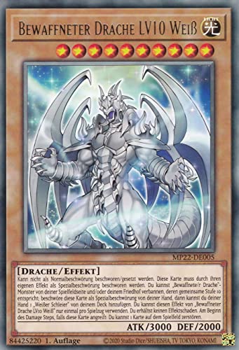 TCG MP22-DE005 - Bewaffneter Drache LV10 Weiß - Rare - Deutsch - 1. Auflage - im Set mit Ultrapro Toploader - Yugioh von TCG