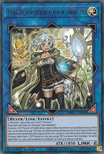 MP22-DE089 - Lyna, Lichtverzaubererin in strahlend - Ultra Rare - Deutsch - 1. Auflage - im Set mit Ultrapro Toploader - Yugioh von TCG