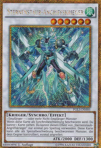 PGL3-DE005 - Sternenstaub-Angriffskrieger - Gold Secret Rare - DE - im Set mit Ultrapro Toploader - Yugioh von TCG