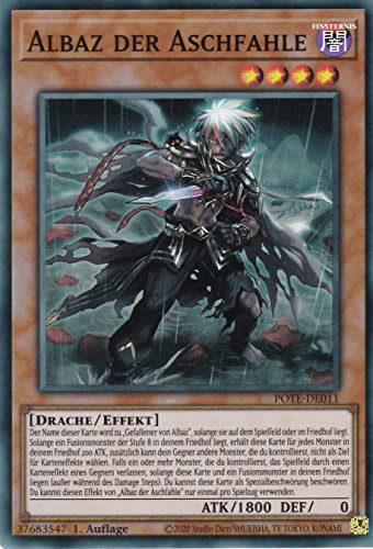 TCG POTE-DE011 - Albaz der Aschfahle - Super Rare - Deutsch - 1. Auflage - im Set mit Ultrapro Toploader - Yugioh von TCG