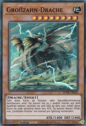 POTE-DE033 - Großzahn-Drache - Super Rare - Deutsch - 1. Auflage - im Set mit Ultrapro Toploader - Yugioh von TCG