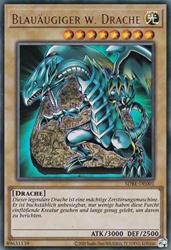 SDBE-DE001 - Blauäugiger w. Drache - Ultra Rare - Deutsch - 2. Auflage - im Set mit Ultrapro Toploader - Yugioh von TCG