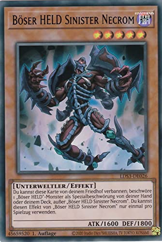 TCG LDS3-DE026 - Böser HELD Sinister Necrom - Ultra Rare - Deutsch - 1. Auflage - im Set mit Ultrapro Toploader - Yugioh Trading Card Game Card TCG LDS3-DE026 - Böser HELD Sinister Necrom - Ultra Rare - Deutsch - 1. Auflage - im Set mit Ultrapro Toploader - Yugioh Trading Card Game Card von TCG
