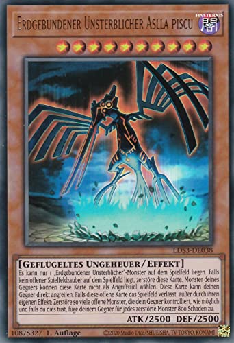 TCG LDS3-DE038 - Erdgebundener Unsterblicher Aslla piscu - Ultra Rare - Deutsch - 1. Auflage - im Set mit Ultrapro Toploader - Yugioh von TCG