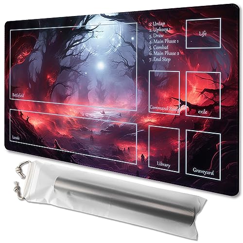 MTG Playmat Größe 61 x 35,6 cm, kostenlose Aufbewahrungstaschen, rutschfeste Unterseite, ideal für Kartenspiel-Enthusiasten, TCG Playmat Mauspad (mit Zone, Asche der Fallen) von TCGMAT