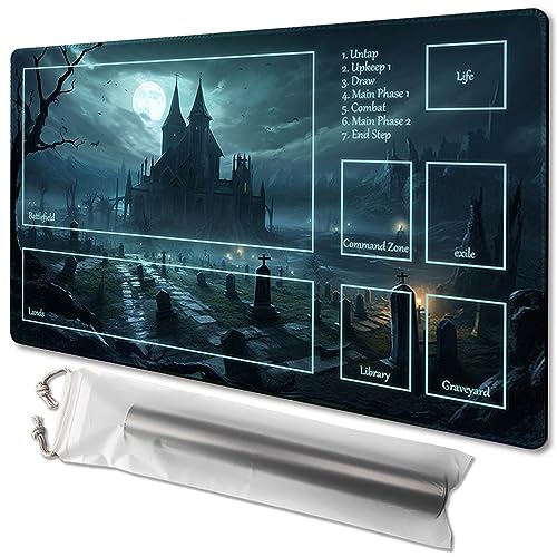 MTG Spielmatte, Größe 61 x 35,6 cm, kostenlose Aufbewahrungstaschen, rutschfeste Unterseite, ideal für Kartenspiel-Enthusiasten, TCG-Spielmatte, Mauspad, Schattendrache (ein gruseliges Platzdeck) von TCGMAT