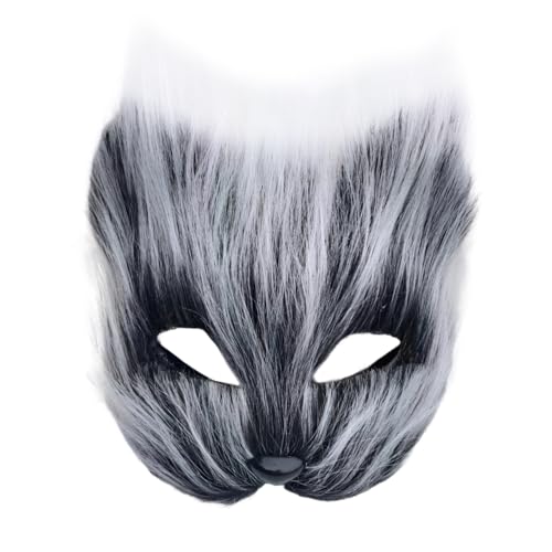 TCNGKIJIUK Fuchsmaske Halbgesicht Cosplay Zubehör 3 Stück Demon Maske Filzmasken Halloween Karneval Fox Kostüm Gummizug Plüsch Kinder Erwachsene Fuchs Gesichtsmaske Kunstpelz Süß Pary Requisiten von TCNGKIJIUK