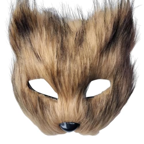 TCNGKIJIUK Fuchsmaske Halbgesicht Cosplay Zubehör 3 Stück Demon Maske Filzmasken Halloween Karneval Fox Kostüm Gummizug Plüsch Kinder Erwachsene Fuchs Gesichtsmaske Kunstpelz Süß Pary Requisiten von TCNGKIJIUK