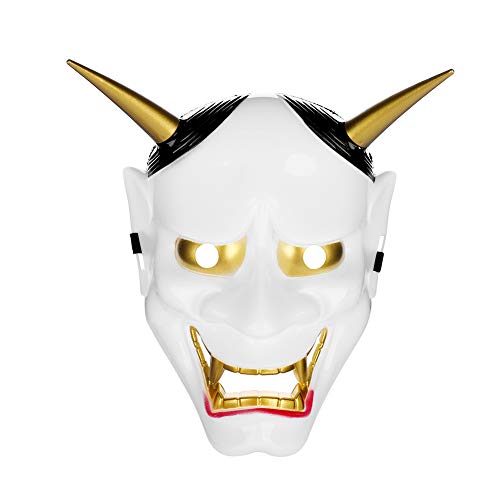 TCNGKIJIUK Maske Prajnaparamita Maske Halloween Karneval Dämonenmaske Kopfbedeckung mit Horn Japanischer Stil Clownmaske Kopfmask Horrific Schrecken Fasching Gesichtsmaske Partydekorationen Maskerade von TCNGKIJIUK