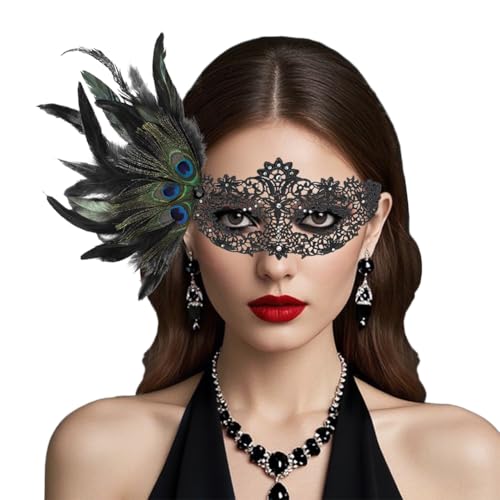 TCNGKIJIUK Maskerade-Maske für Damen, Ballmaske aus Spitze mit Federn, Halbmaske Venezianisch mit Federn mit Strass, Kostüm-Zubehör für Halloween, Party, Karneval, Cocktail, Cosplay, Abend TCNGKIJIUK Maskerade-Maske für Damen, Ballmaske aus Spitze mit Federn, Halbmaske Venezianisch mit Federn mit Strass, Kostüm-Zubehör für Halloween, Party, Karneval, Cocktail, Cosplay, Abend von TCNGKIJIUK