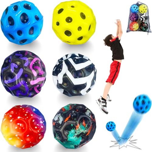 TCOINERY 6 Stück Jump Ball - Moon Ball 7cm Bälle für Kinder Hochsprungball Sprünge Gummiball/Space Balls für Sporttraining, Outdoor& Sport von TCOINERY