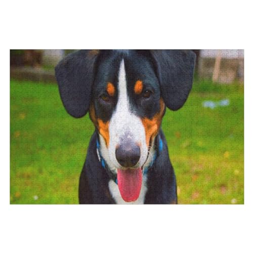 Black Dog Eyes, Ears, Mouth, Nose, ，Klassische Puzzle für Erwachsene Teenager Freizeit Spaß Spiel Spielzeug Geeignet，，Lernspielzeug FüR Kinder 75x50Holz von TCzRZ