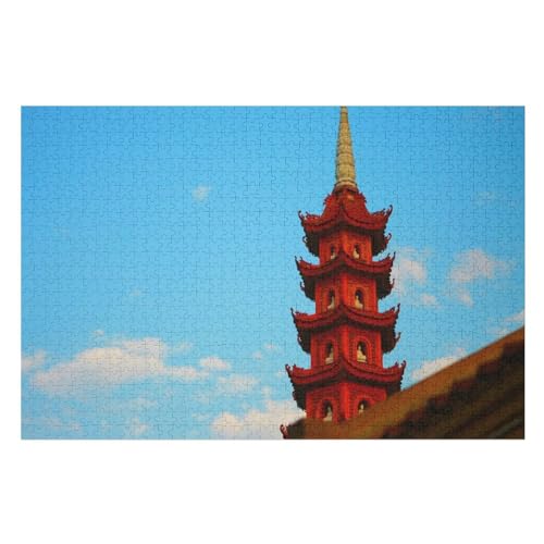Temple Pagoda ，，Puzzle für Erwachsene und Kinder ab 14 Jahren, 1000 StüCk，，Lernspielzeug FüR Kinder 38x26Papier von TCzRZ