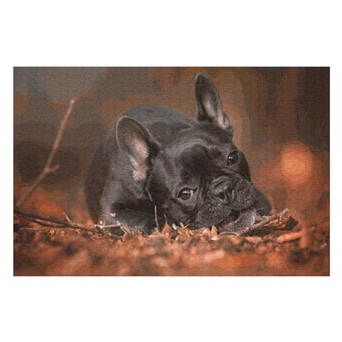 französische Bulldogge ，Puzzle für Erwachsene und Kinder ab 14 Jahren, 1000 StüCk，，Lernspielzeug FüR Kinder 52x38Papier von TCzRZ