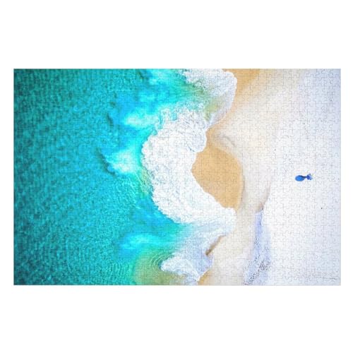 Klassische Puzzle für Erwachsene Teenager Freizeit Spaß Spiel Spielzeug Geeignet，, Beautiful Beach, Blue sea, Foam, ，Lernspielzeug FüR Kinder Holz 75x50 von TDXYz