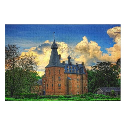 Klassische Puzzle für Erwachsene Teenager Freizeit Spaß Spiel Spielzeug Geeignet，, Castle, Style Trees Clouds，，Lernspielzeug FüR Kinder Holz 75x50 von TDXYz