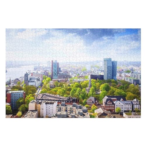 Klassische Puzzle für Erwachsene Teenager Freizeit Spaß Spiel Spielzeug Geeignet， City Houses River Clouds，，Lernspielzeug FüR Kinder Holz 75x50 von TDXYz