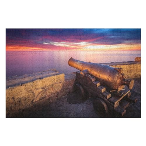 Klassische Puzzle für Erwachsene Teenager Freizeit Spaß Spiel Spielzeug Geeignet，Artillery, sea, red Sky, Sunset，，Lernspielzeug FüR Kinder Holz 75x50 von TDXYz