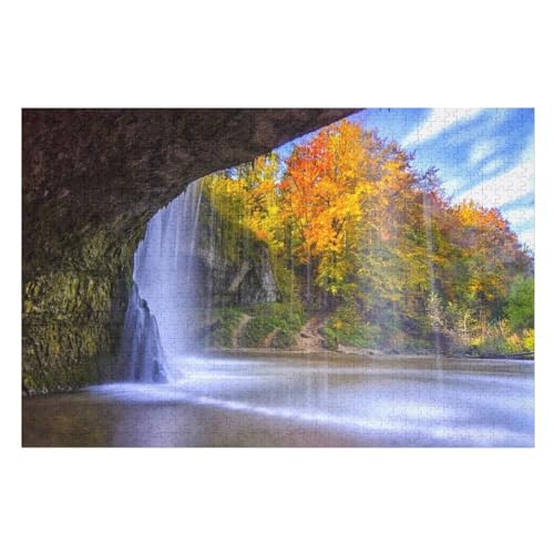 Klassische Puzzle für Erwachsene Teenager Freizeit Spaß Spiel Spielzeug Geeignet，Autumn, Waterfall, Trees, ，Lernspielzeug FüR Kinder Holz 75x50 von TDXYz