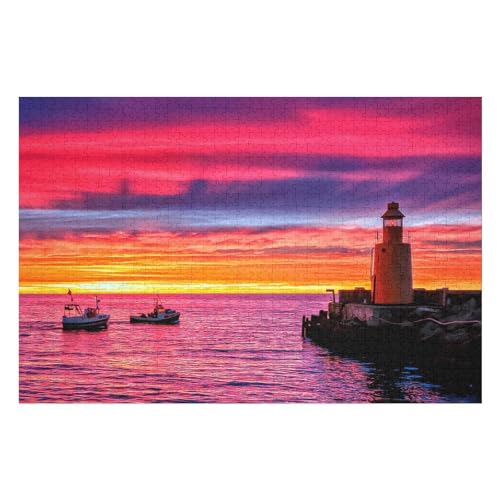 Klassische Puzzle für Erwachsene Teenager Freizeit Spaß Spiel Spielzeug Geeignet，Leuchtturm-Strandpier, ，Lernspielzeug FüR Kinder Holz 75x50 von TDXYz