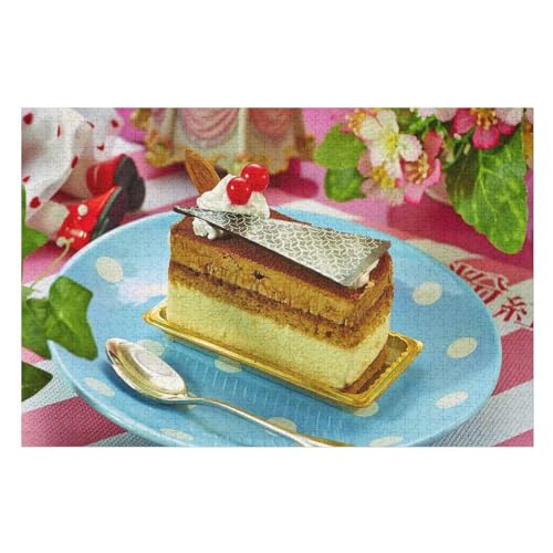 Klassische Puzzle für Erwachsene Teenager Freizeit Spaß Spiel Spielzeug Geeignet，One Slice Cake, Chocolate, Cream, Dessert，，Lernspielzeug FüR Kinder Holz 75x50 von TDXYz