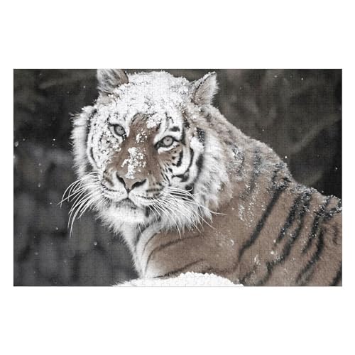 Klassische Puzzle für Erwachsene Teenager Freizeit Spaß Spiel Spielzeug Geeignet，Schnee-Tiger ，Lernspielzeug FüR Kinder Holz 75x50 von TDXYz