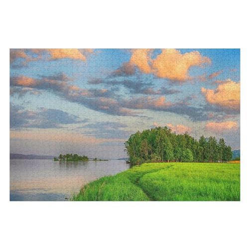 Klassische Puzzle für Erwachsene Teenager Freizeit Spaß Spiel Spielzeug Geeignet，Summer Island Grass Trees, ，Lernspielzeug FüR Kinder Holz 75x50 von TDXYz