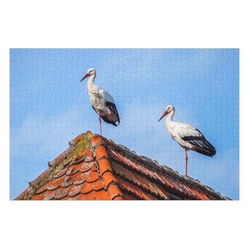 Klassische Puzzle für Erwachsene Teenager Freizeit Spaß Spiel Spielzeug Geeignet，Two Storks, Birds，，Lernspielzeug FüR Kinder Holz 75x50 von TDXYz