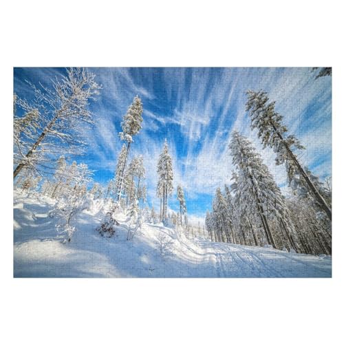 Klassische Puzzle für Erwachsene Teenager Freizeit Spaß Spiel Spielzeug Geeignet，Winter, Thick Snow Trees, Sky, ，Lernspielzeug FüR Kinder Holz 75x50 von TDXYz