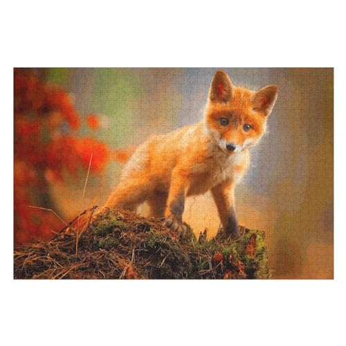 Klassische Puzzle für Erwachsene Teenager Freizeit Spaß Spiel Spielzeug Geeignet，junger Fuchs，Lernspielzeug FüR Kinder Papier 38x26 von TDXYz