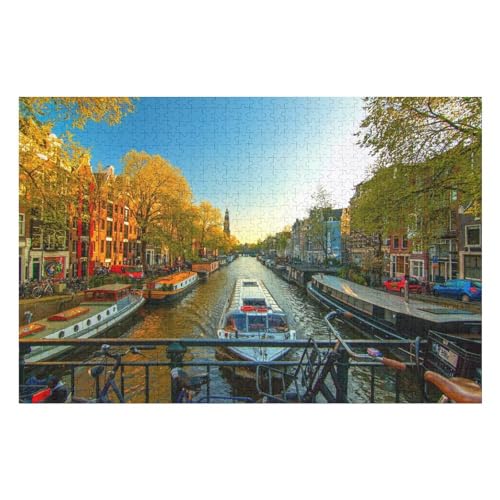 Puzzle für Erwachsene und Kinder ab 14 Jahren, 1000 StüCk，Kanal in Amsterdam，Lernspielzeug FüR Kinder Papier 38x26 von TDXYz