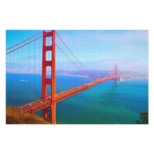 Wohnkultur Geburtstag ，Challenging Games Moderne Lernspiel Stress Relief ，1000 StüCk， Golden Gate Bridge，Lernspielzeug FüR Kinder Holz 75x50 von TDXYz