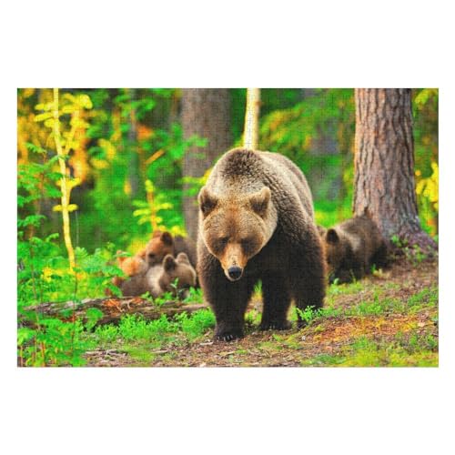 Wohnkultur Geburtstag ，Challenging Games Moderne Lernspiel Stress Relief ，1000 StüCk，Bärenfamilie Wald，，Lernspielzeug FüR Kinder Holz 75x50 von TDXYz