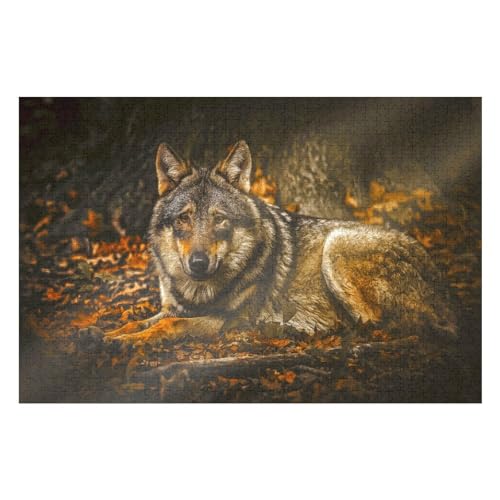 Wohnkultur Geburtstag ，Challenging Games Moderne Lernspiel Stress Relief ，1000 StüCk，Wolf ruht im Wald，Lernspielzeug FüR Kinder Papier 38x26 von TDXYz