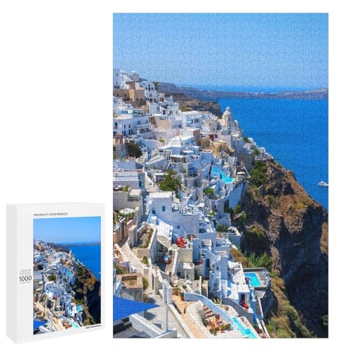 für Familie Freunde Dekorativ，1000 StüCk，Santorini Puzzle，Lernspielzeug FüR Kinder Holz 75x50 von TDXYz