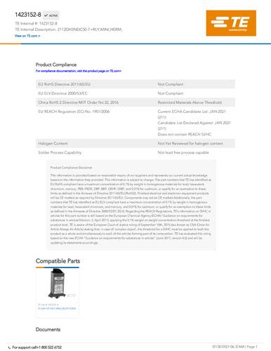 TE Connectivity 1423152-8 2112DH3NDC50-7 Package von TE Connectivity