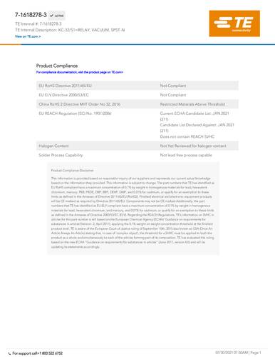 TE Connectivity KC-32/S1 Package 1St. von TE Connectivity