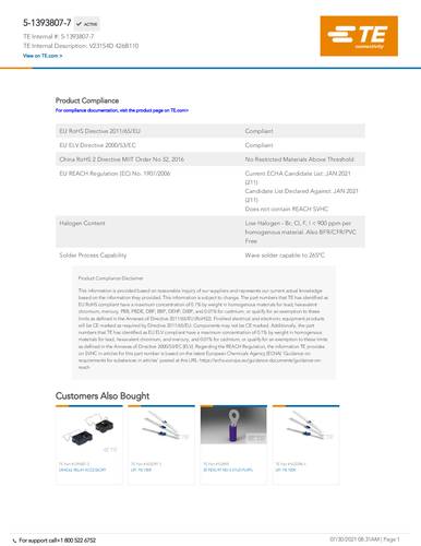 TE Connectivity V23154D426B110 Tray 1St. von TE Connectivity