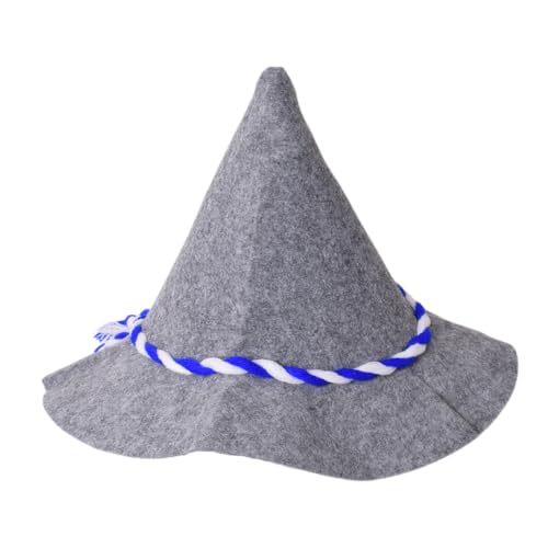 TE-Trend Seppelhut Filzhut Trachtenhut - Blau-Weiße Kordel, Ideal für Oktoberfest, Volksfeste, Wiesn, Hüttengaudi, Traditionelles Herren Outfit grau von TE-Trend