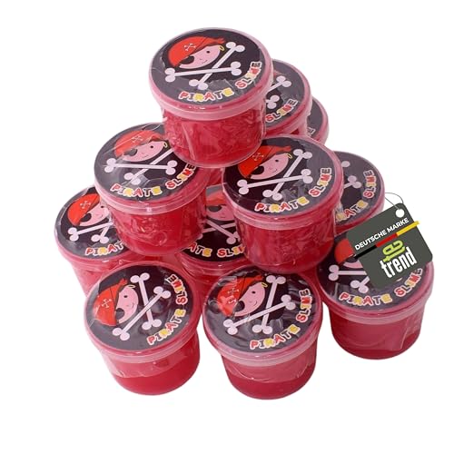 12 Stück TE-Trend Piraten Freibeuter Glibber Glitzer Schleim Dose 40x30mm Kinder Jungen Mitgebsel schwarz rot von TE-Trend