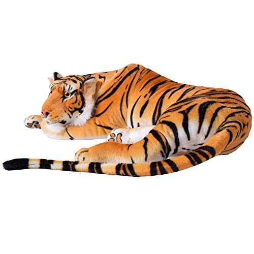 TE-Trend XXL Plüschtiger 80cm - Riesenkuscheltier im realistischen Design - weiche Plüsch-Raubkatze - Kuscheltiger - Stofftier Tiger für Kinder und Erwachsene, perfekt zum Kuscheln & als Geschenk von TE-Trend