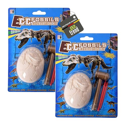 TE-Trend 2 Stück Fossilien Archäologie Ausgrabungsset Dinosaurier Ausgrabung Hammer Meißel Stein 9cm Kinder Spielzeug von TE-Trend