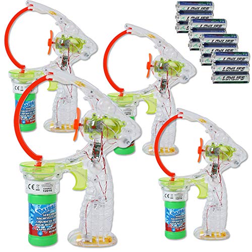 TE-Trend 4 Stück Mega XXL Seifenblasenpistole Set Seifenblasenmaschine Bubble Gun LED Kinder Seifenblasen Pistole Mehrfarbig von TE-Trend