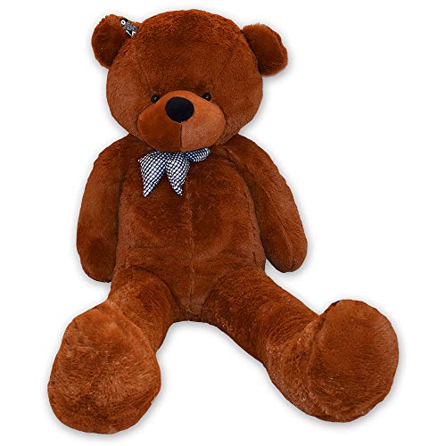 TE-Trend XXL Plüschbär 160cm - dunkelbrauner Riesen-Teddybär mit Schleife - Flauschiges Kuscheltier für Kinder & Erwachsene - Stofftier waschbar & EN71-zertifiziert - Deutscher Händler von TE-Trend